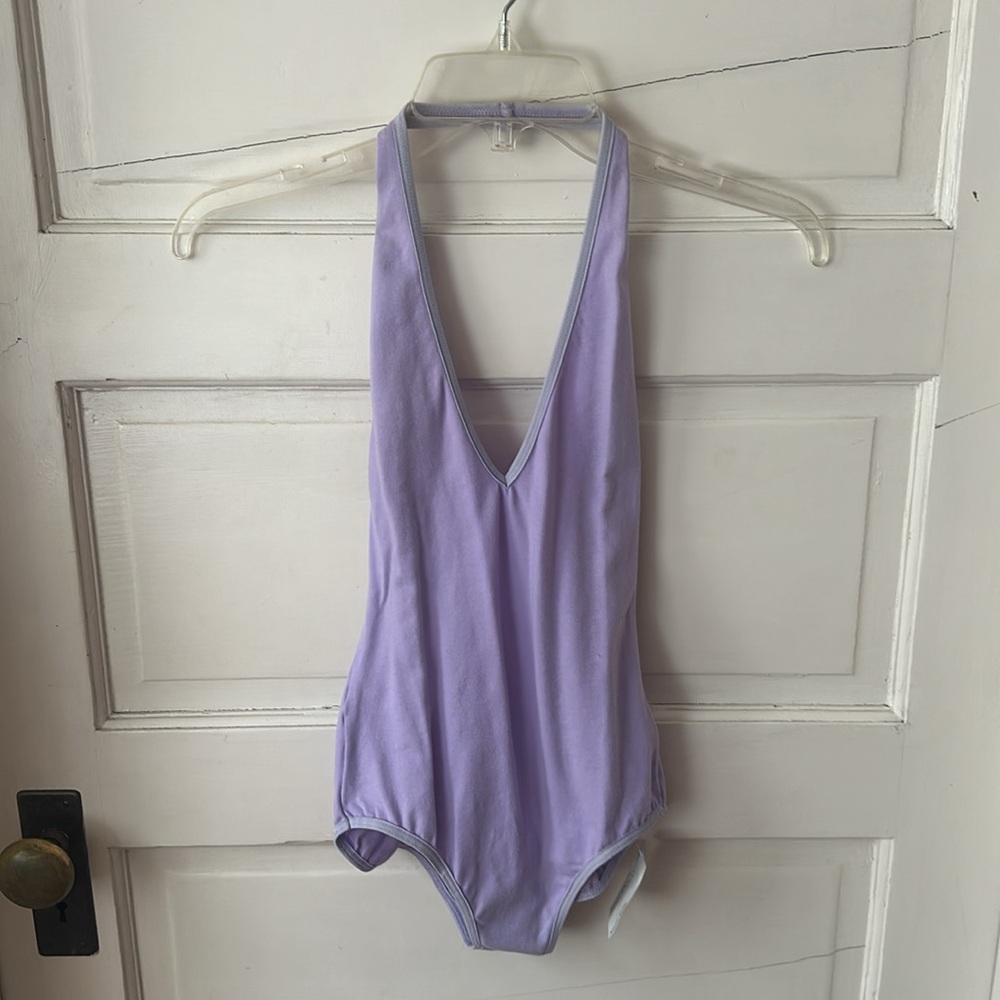 NWT Vintage American Apparel Cotton Spandex Jersey Halter One Piece Bodysuit